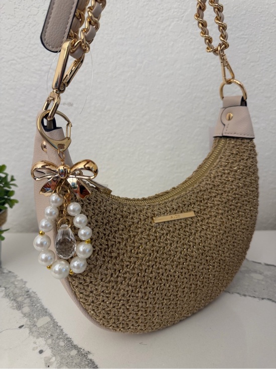 Aldo Handbags - ALDO Woven Shoulder Bag with Pearl Charm NWT